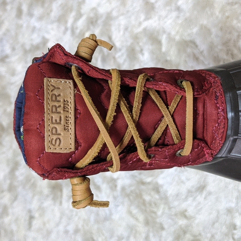 Women's Sperry Top Sider Saltwater Chevron Red Boots 6 - Picture 9 of 9